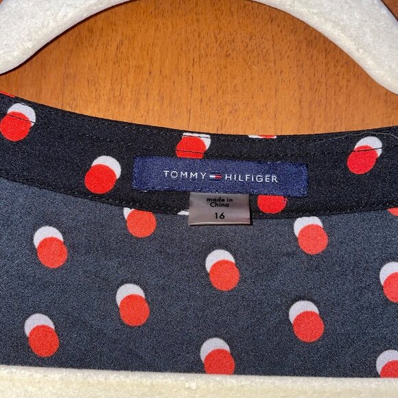 Tommy Hilfiger Polka Dot Sleeveless Dress Size 16 Womens Pleated Design - Picture 4 of 7